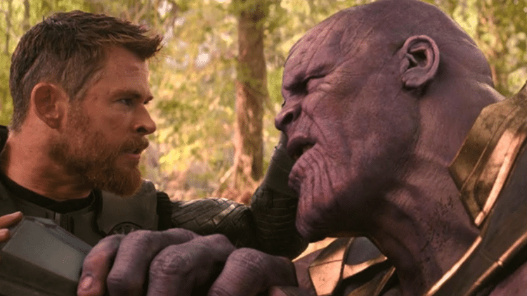 Thor (Chris Hemsworth) e Thanos (Josh Brolin) em cena de "Vingadores: Guerra Infinita" - Reprodução - Reprodução