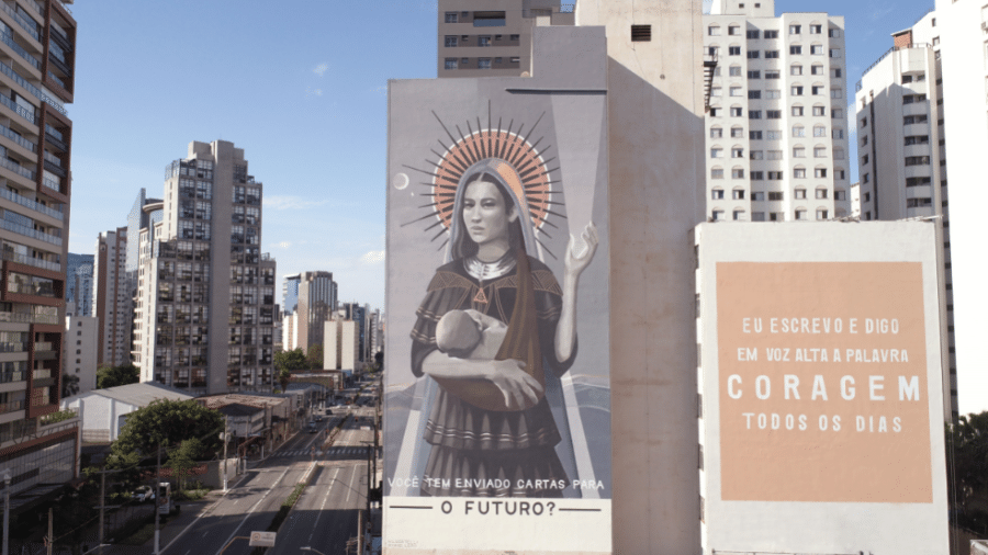 Mural de Hanna Lucatelli e Ryane Leão na Avenida Santo Amaro, em São Paulo - Divulgação