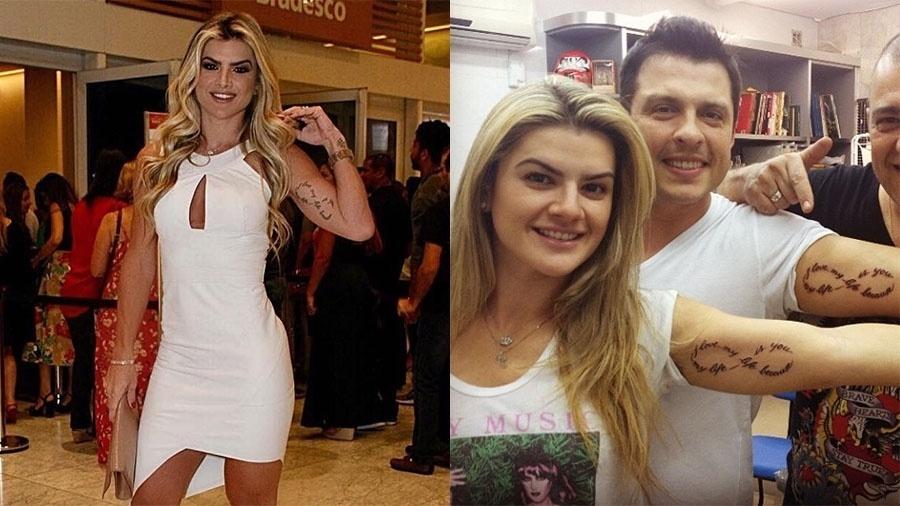 Mirella Santos e Ceará fizeram o símbolo do infinito com a frase "Love my life, because my life is you" (Amo minha vida, porque minha vida é você) para eternizar o amor dos dois. Eles completam seis anos de casados em junho e são pais de Valentina, 3 anos - Reprodução/Instagram