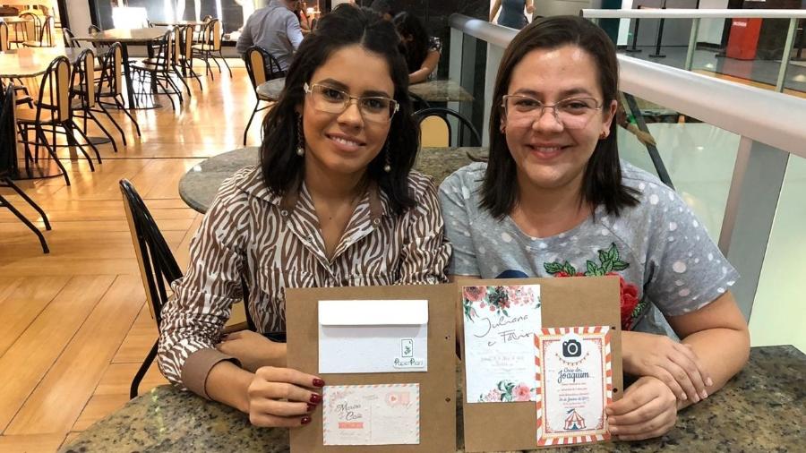 Raysa Liandra e Lília Tenório desenvolveram um "papel semente reciclado" que gera mudas de diversas plantas  - Divulgação