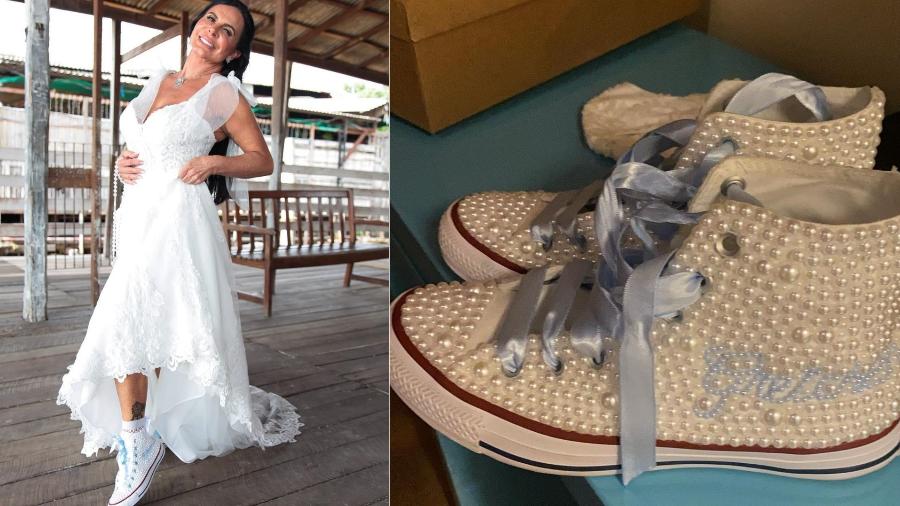Gretchen usou um Converse moderninho para o casamento com Esdras de Souza - Reproduo/Instagram
