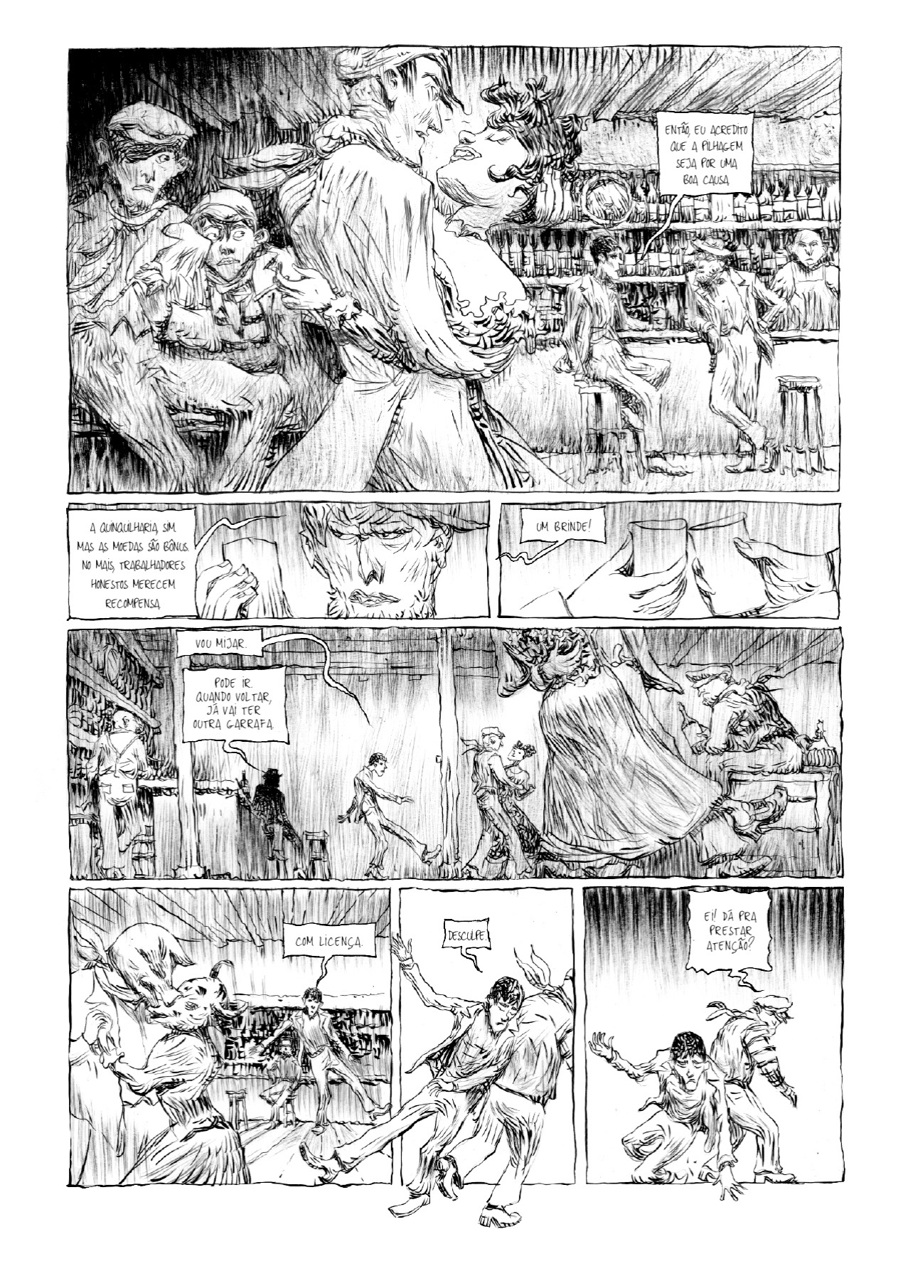 Página da HQ "Goela Negra", de Antoine Ozanan, ilustrada pelo brasileiro Lelis - Divulgação