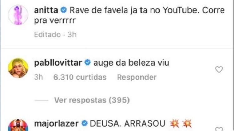 Elogio de Pabllo Vittar a clipe de Anitta - -