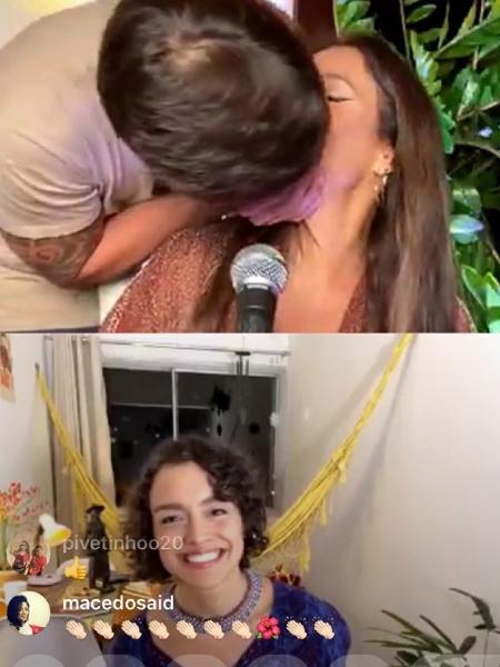Ivete Sangalo ganha beijo de Daniel Cady [no quadrado de cima] enquanto Rebeca Jamir assiste - Reprodução/Twitter