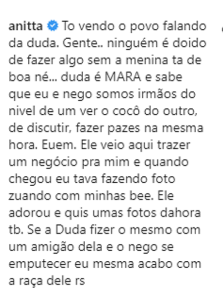 Anitta comentário - Reprodução/Instagram @negodoborel - Reprodução/Instagram @negodoborel