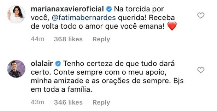 Fátima Bernardes está com câncer; Famosos comentam (1) - Reprodução/Instagram - Reprodução/Instagram