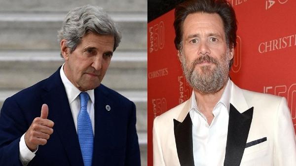 Montagem com John Kerry (à esquerda) e Jim Carrey (à direita)