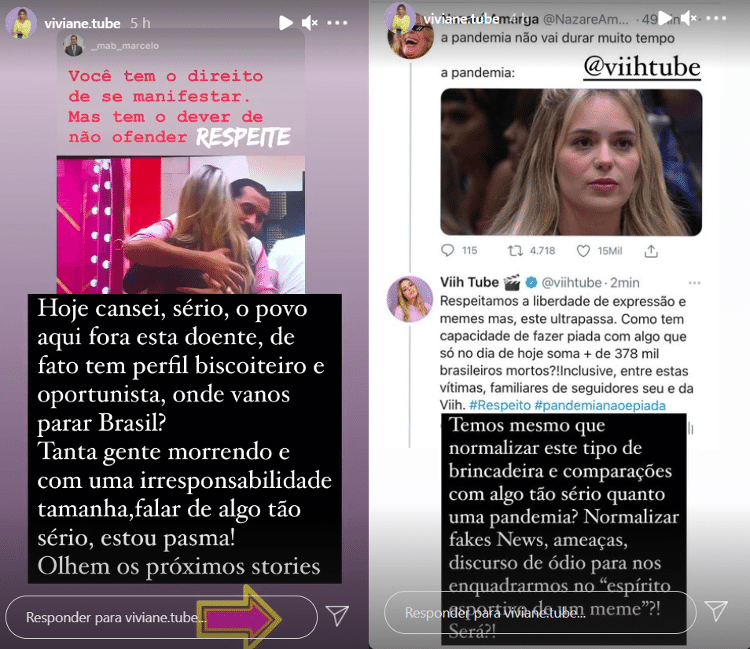 BBB 21: Mãe de Viih Tube reclama de memes sobre a pandemia com a filha - Reprodução / Instagram @viviane.tube - Reprodução / Instagram @viviane.tube