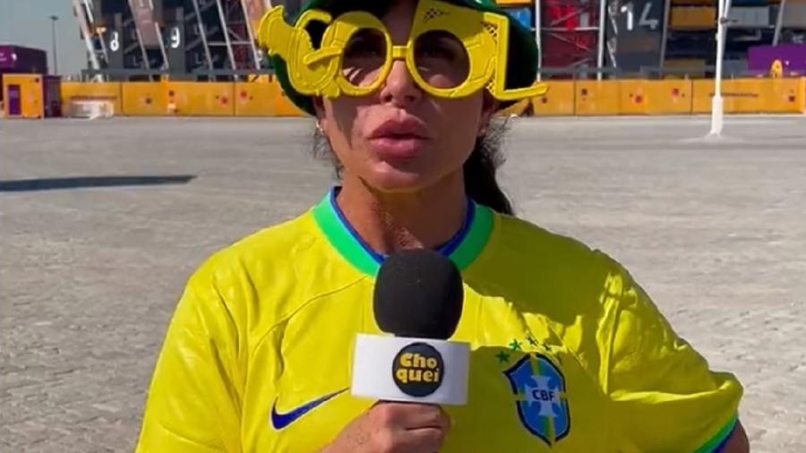 Gretchen aparece em vídeo do Choquei na cobertura da Copa do Mundo do Qatar - Reprodução/Twitter