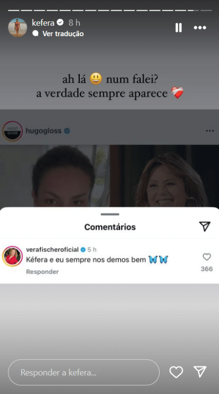 Vera Fischer responde sobre suposta briga com Kéfera