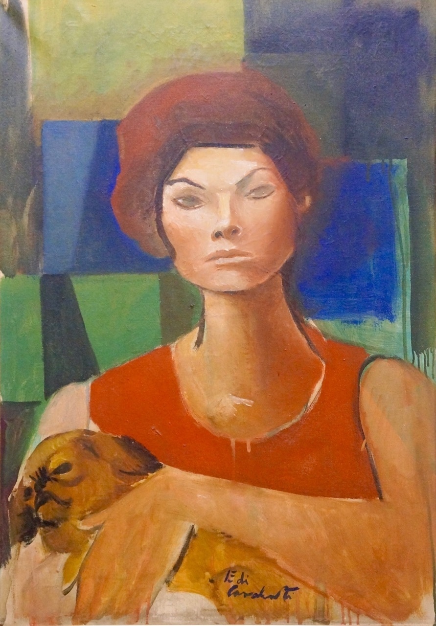 Mulher com cachorro de Emiliano Di Cavalcanti (1955), tela 65 x 45 cm. Lance inicial: R$ 300 mil - Divulgação