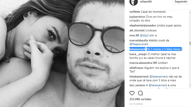 Tatá Werneck comenta foto romântica com Rafael Vitti - Reprodução/instagram/rafaavitti - Reprodução/instagram/rafaavitti