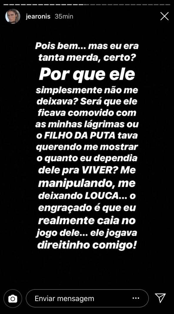 Stories @jearonis - Reprodução Instagram