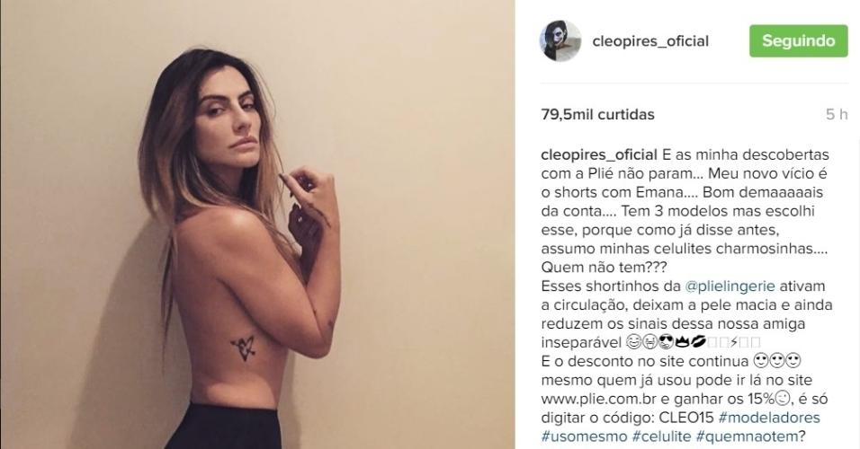 25.jul.2016 - Na noite desta segunda-feira, Cleo Pires postou uma foto no Instagram em que aparece fazendo topless. Na legenda, a atriz disse que não se incomoda com celulites no corpo. 