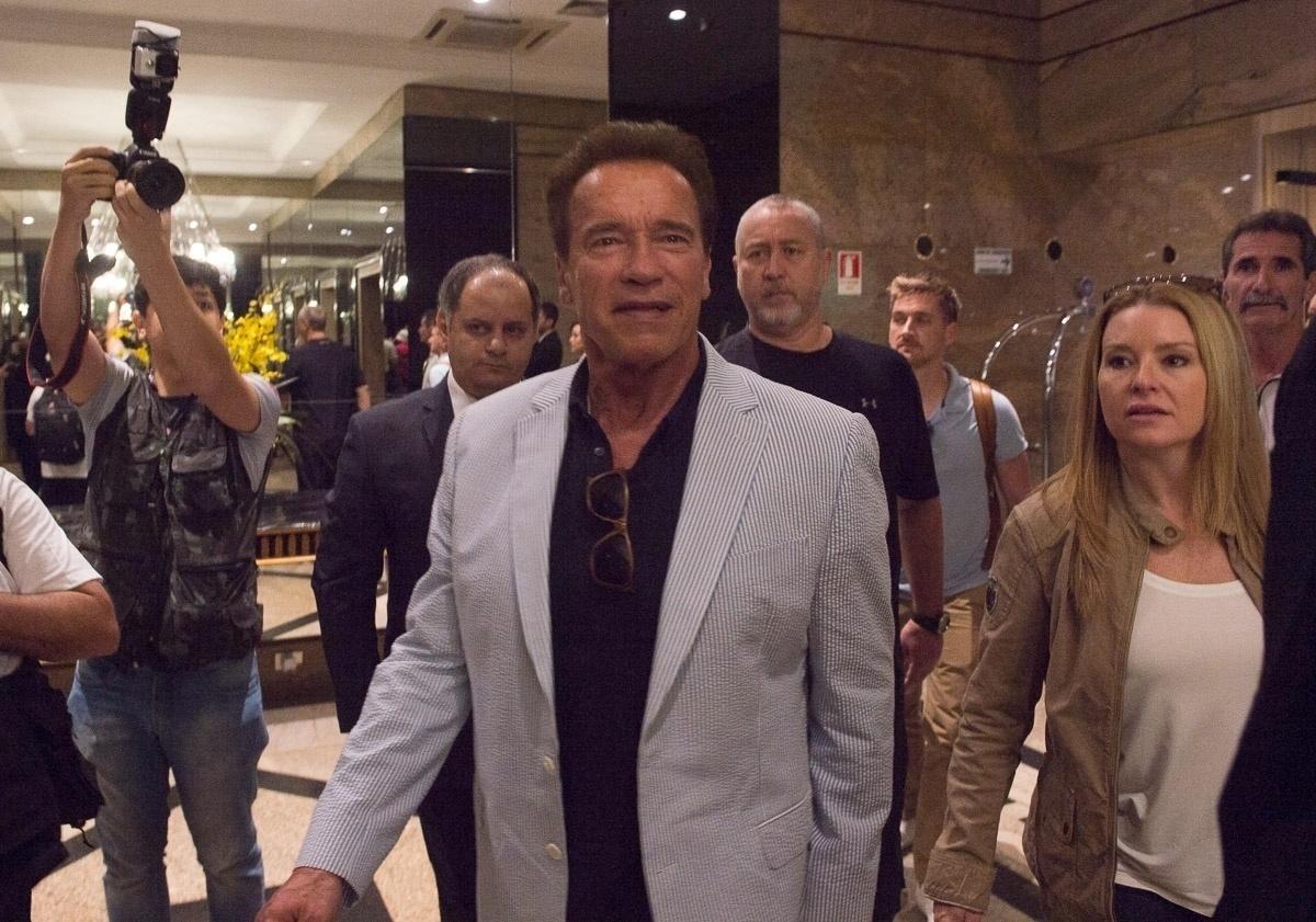Arnold Schwarzenegger chegou na manhã desta sexta-feira no hotel Sheraton WTC, em São Paulo. Ele vem ao Brasil por causa do evento multiesportivo Arnold Classic South America, que vai até domingo na capital paulista - Francisco Cepeda/AgNews