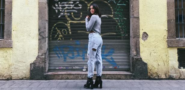 calça boyfriend com bota cano curto