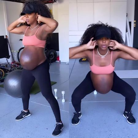 Kelly Rowland malhando aos nove meses de gestação - Reprodução / Instagram