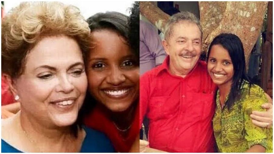 Gleici Damasceno ao lado dos ex-presidentes Lula e Dilma - Reprodução: Twitter