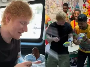 Ed Sheeran come picanha e visita escola de samba antes do Rock in Rio