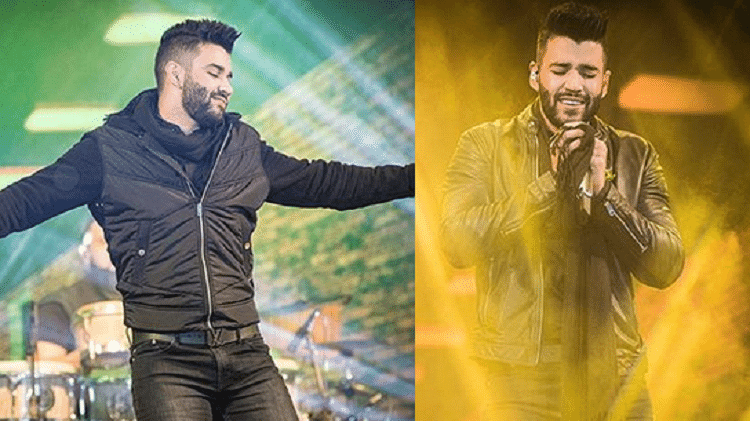 Gusttavo Lima com as duas jaquetas que usou em show em Santa Juliana (MG) - Reprodução/Instagram - Reprodução/Instagram