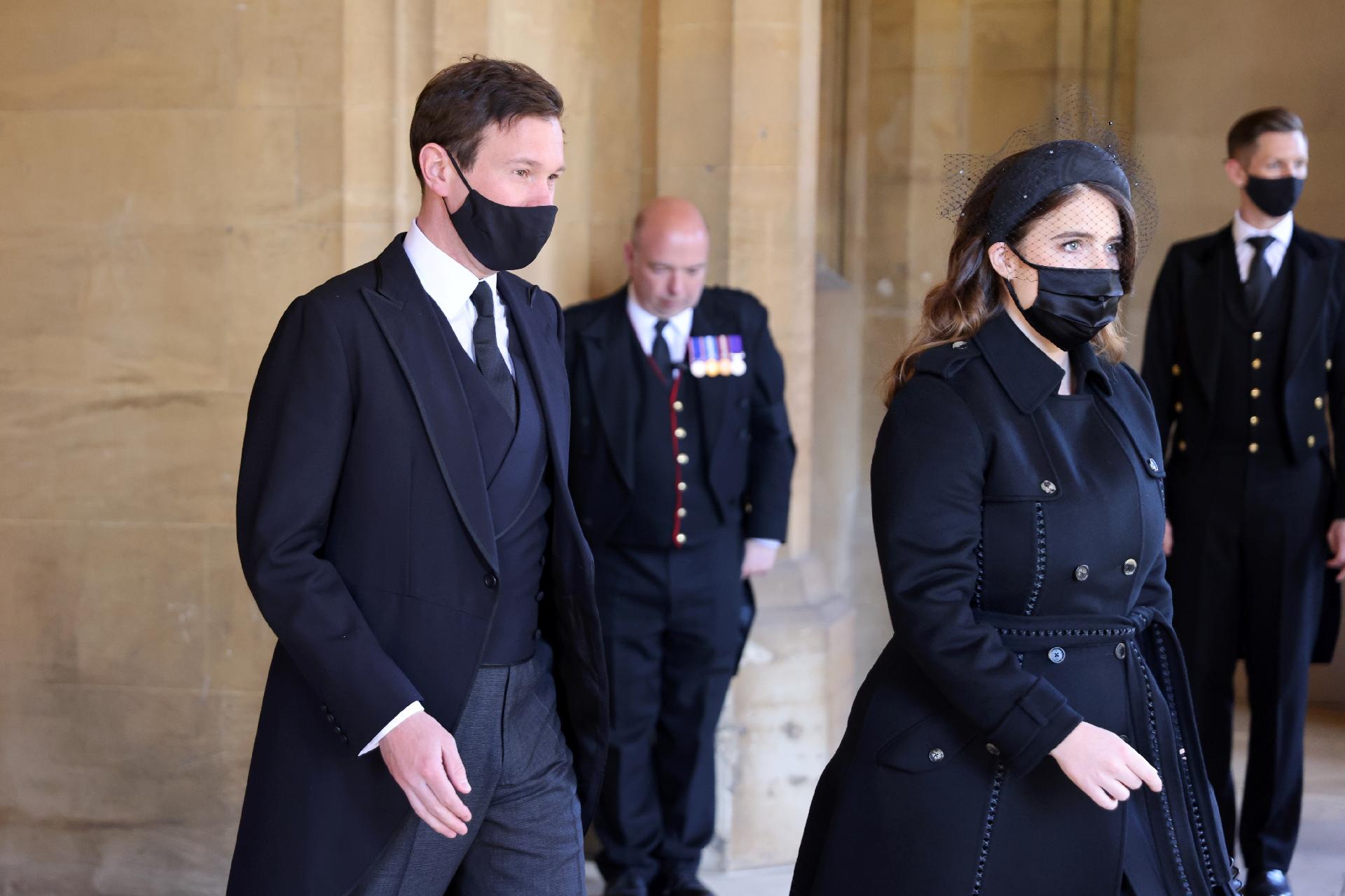 Jack Brooksbank e a princesa Eugenie chegam para o funeral de príncipe Philip em Windsor - Chris Jackson/WPA Pool/Getty Images