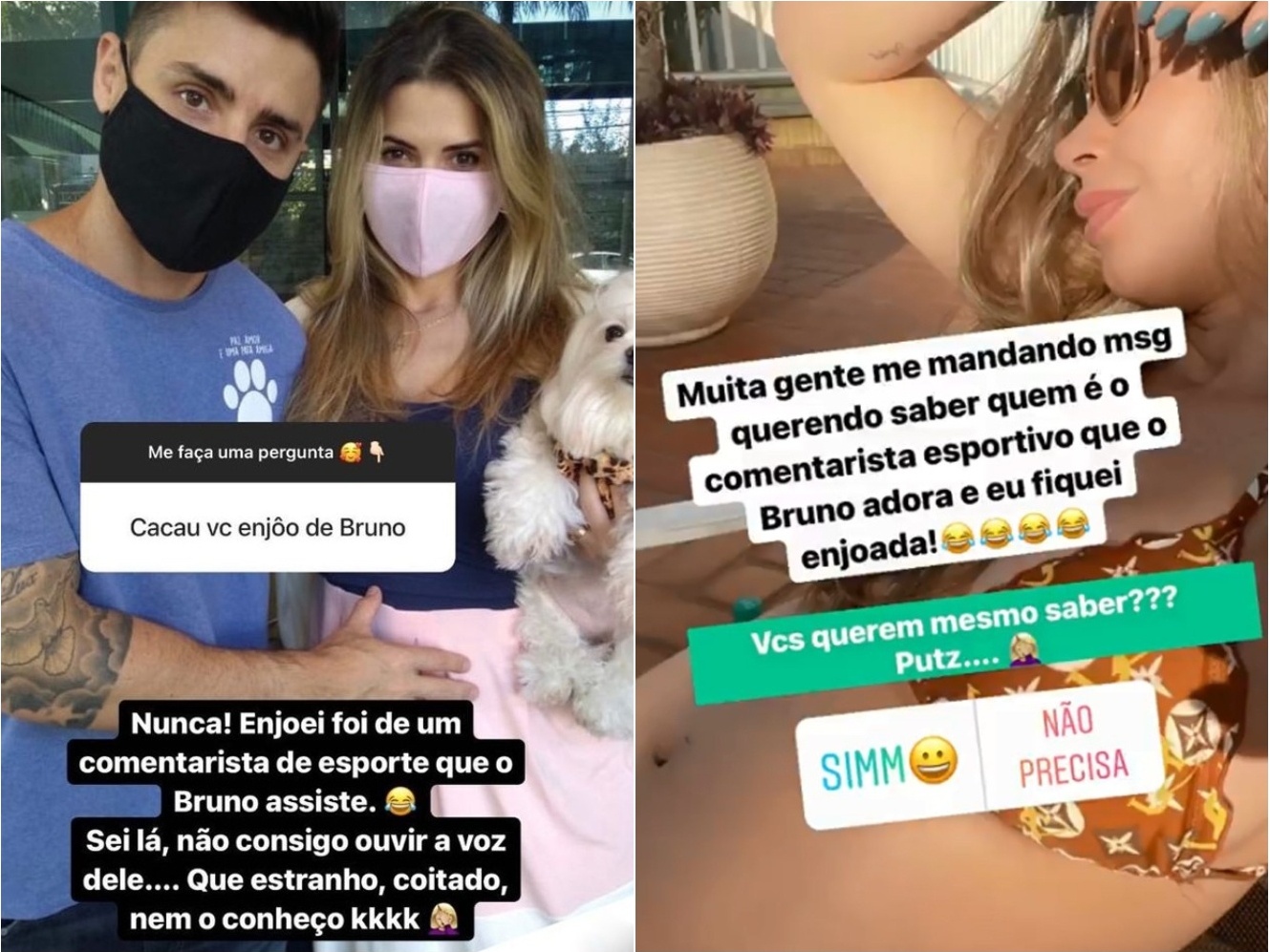 Carol Colucci diz sentir enjoos ao ouvir voz de comentarista esportivo