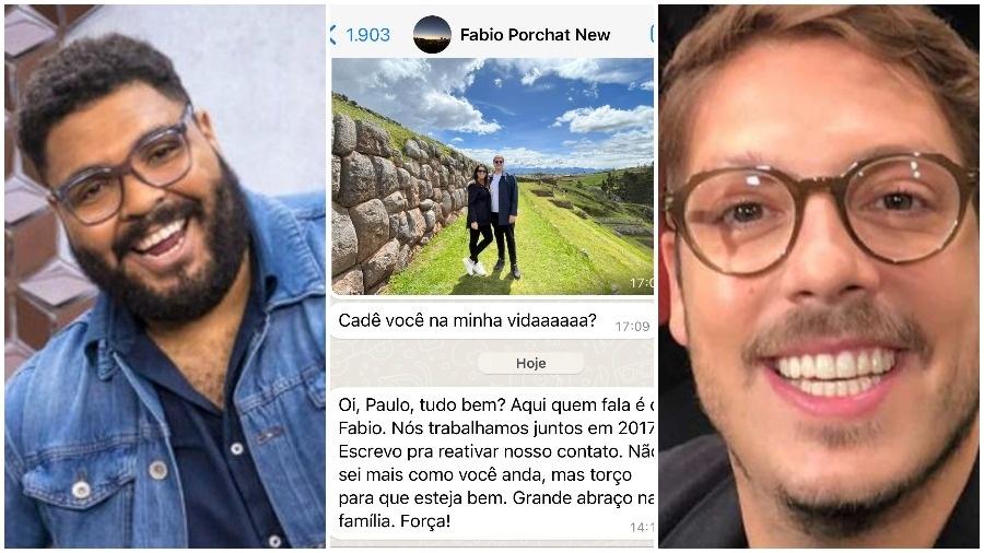 Paulo Vieira mostrou o print de uma conversa com Fábio Porchat e chamou a atenção pela quantidade de mensagens não lidas no WhatsApp - Reprodução