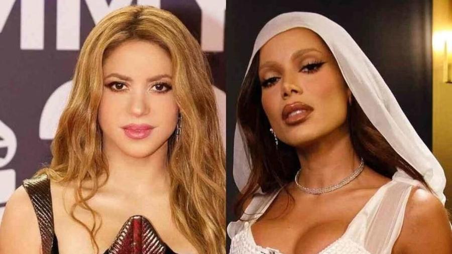 Shakira (à esquerda) e Anitta (à direita) se encontraram em famosa boate de Miami - Reprodução/Instagram