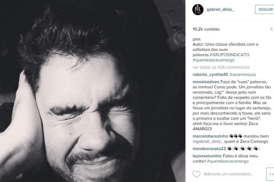 Gabriel Diniz utilizou o mesmo texto da dupla Henrique e Juliano: "O senhor estava sob efeito de alguma droga?" - Reprodução/Instagram