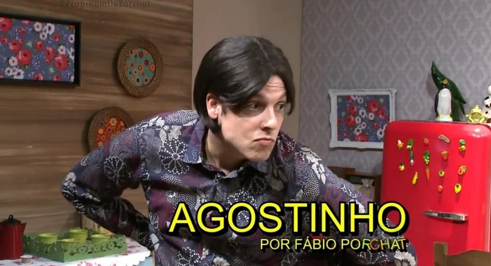 30.ago.2016 - Fábio Porchat interpreta Agostinho em paródia de "A Grande Família" com atores da Record - Reprodução/Record
