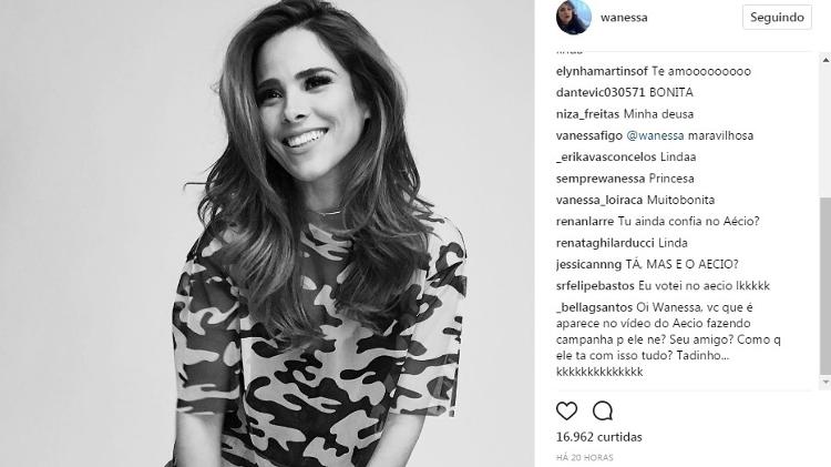 Wanessa é criticada nas redes sociais por ter apoiado Aécio Neves - Reprodução/Instagram/wanessa - Reprodução/Instagram/wanessa