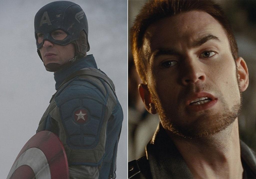 Chris Evans em cena nos filmes "Capitão América: O Primeiro Vingador" (2011) e "Scott Pilgrim Contra o Mundo" (2010) - Divulgação