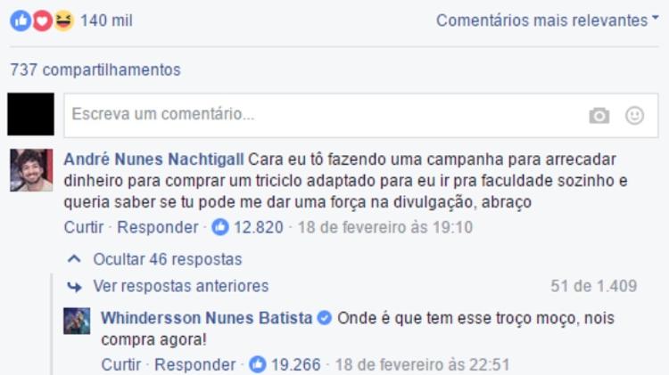 Caso de doação de Whindersson a cadeirante vai parar na Justiça - Reprodução/Facebook - Reprodução/Facebook