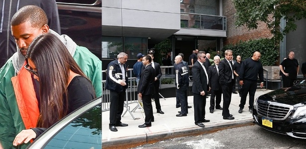 3.out.2016 - Após assalto em Paris, Kim Kardashian retorna a Nova York e é recebida pelo marido, Kanye West. O prédio onde o casal vive, no bairro de Tribeca, foi cercado por policiais e seguranças para recepcionar a socialite - AKM-GSI - AKM-GSI