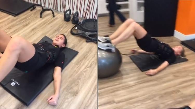 Bruna Marquezine e Fiorella Mattheis fazem abdominais - Reprodução/Instagram - Reprodução/Instagram