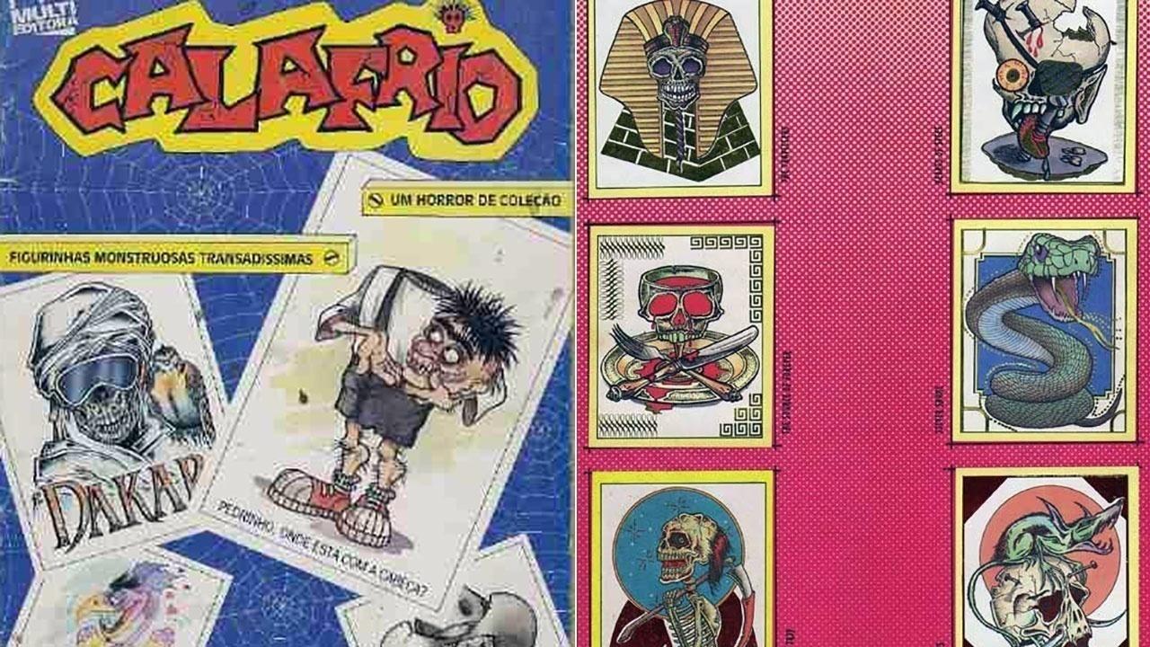 Lançado no final dos anos 80, o álbum Calafrio trazia figurinhas monstruosas "transadíssimas" e se autoproclamava "um horror de coleção". Foi um sucesso entre as crianças - Reprodução
