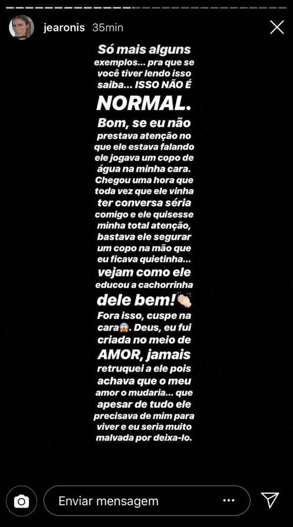 Stories @jearonis - Reprodução Instagram