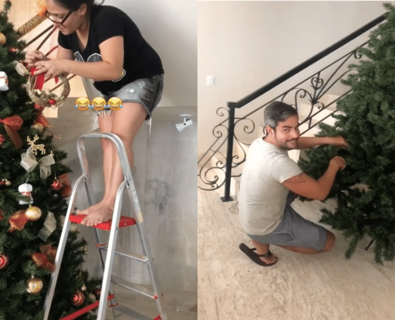 Simone e o marido montaram juntinhos o pinheiro gigante de sua casa - Reprodução/Instagram