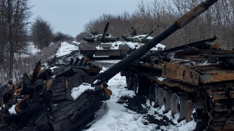 Tanques russos capturados pela Ucrânia - Irina Rybakova/Serviço de Imprensa da Ucrânia via REUTERS
