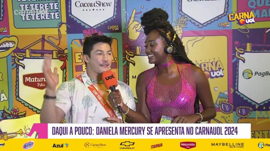 Arthur Nory deu em entrevista a Sarah Aline nos bastidores do CarnaUOL