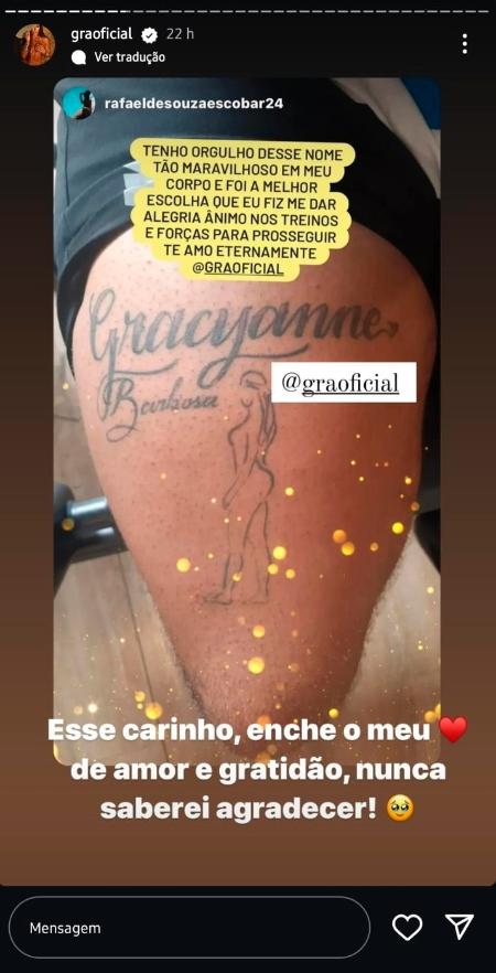 Gracyanne Barbosa foi homenageada por fã