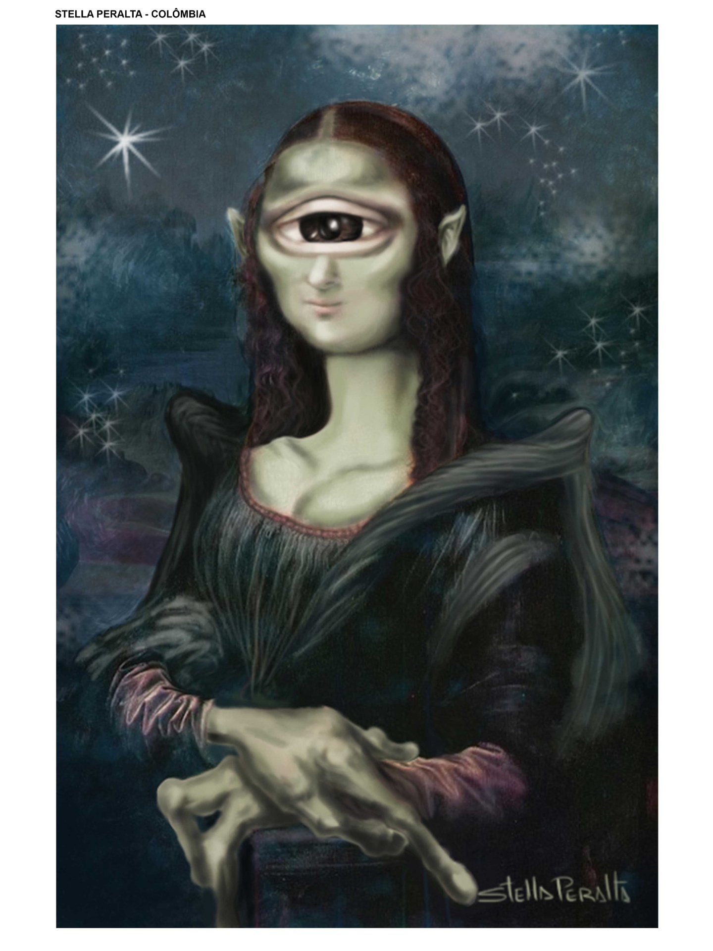 A colombiana Stella Peralta transformou a Mona Lisa em uma alienígena - Divulgação