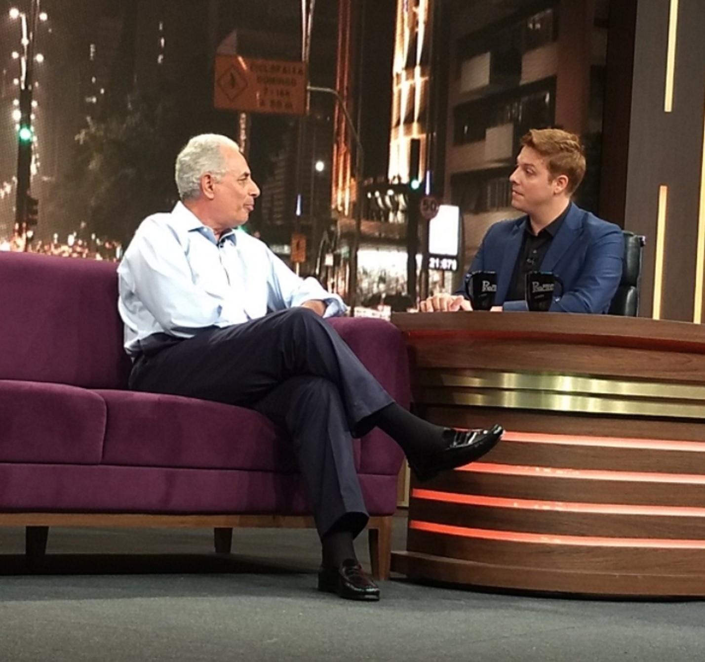 William Waack é entrevistado por Fábio Porchat na Record - Divulgação/Record