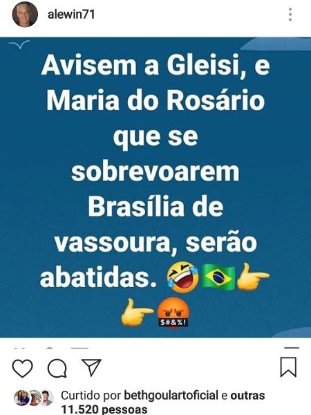 Alexandre Correa apaga publicação sobre "abater" petistas na posse de Jair Bolsonaro - Reprodução/Instagram/alewin71 - Reprodução/Instagram/alewin71