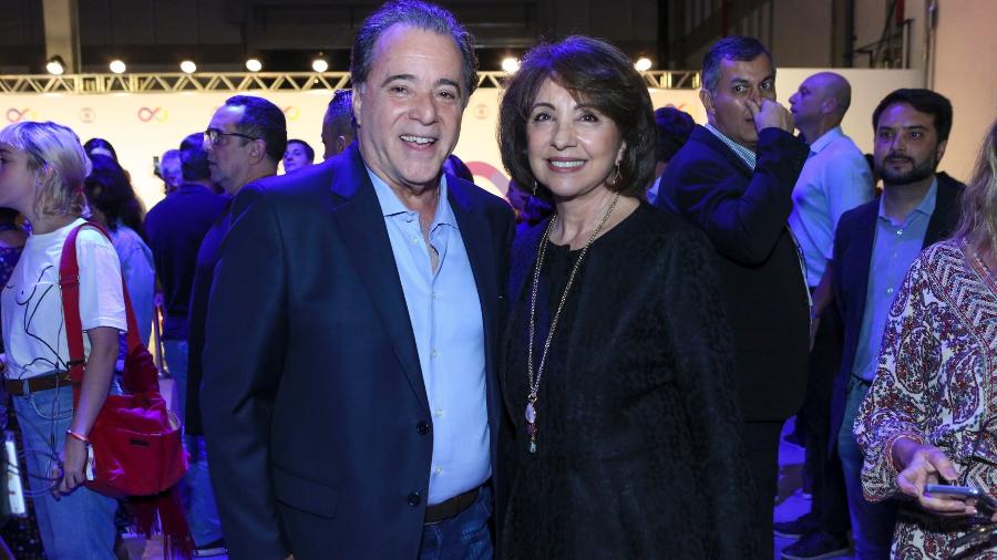 Tony Ramos e a mulher, Lidiane, na inauguração dos estúdios da Globo - Victor Pollak/Globo e Paulo Belote/Globo