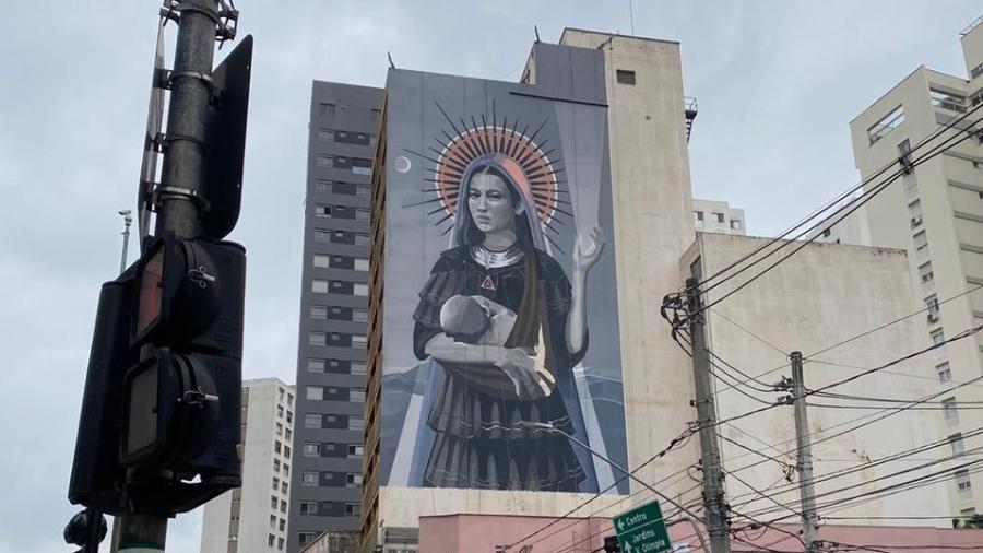 Mural de Hanna Lucatelli é finalizado hoje na Vila Nova Conceição, bairro da zona sul de São Paulo  - Divulgação/Vivara