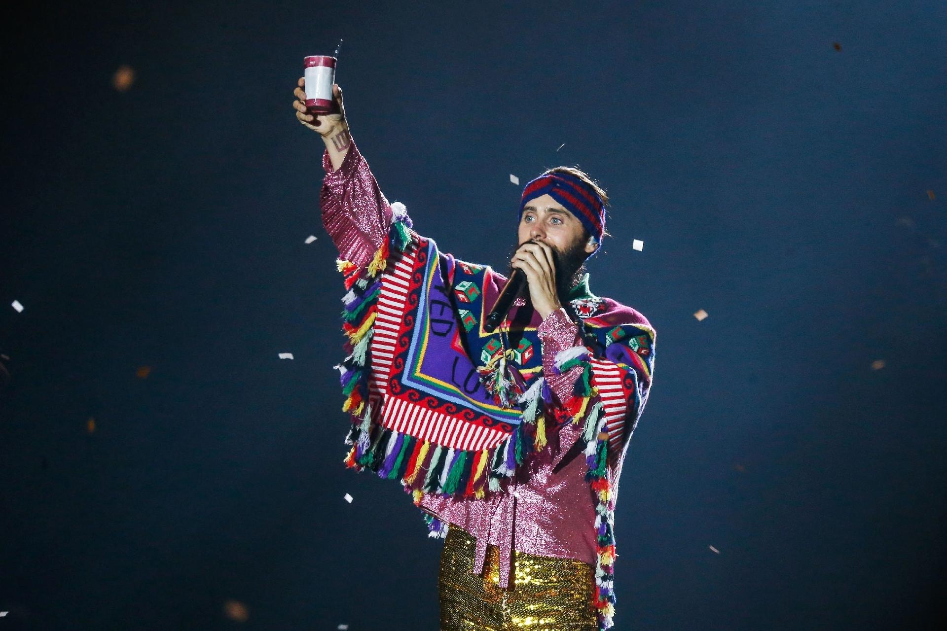 O ator, vencedor do Oscar, voltou ao Brasil com sua banda, o Thirty Seconds to Mars - Marco Antonio Teixeira/UOL