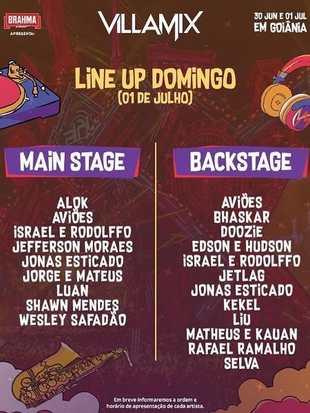 Line up do segundo dia do VillaMix Festival em Goiânia - Divulgação - Divulgação