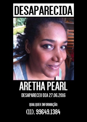 A família divulgou o cartaz de desaparecimento de Aretha Pearl no Facebook - Reprodução/Facebook - Reprodução/Facebook
