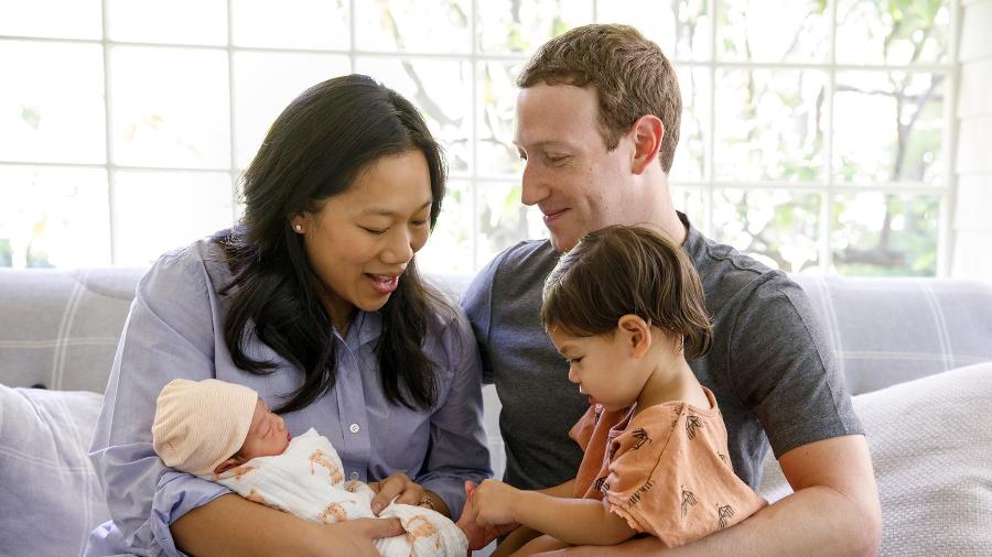 Mark Zuckerberg com a mulher e as filhas - Reprodução/Facebook